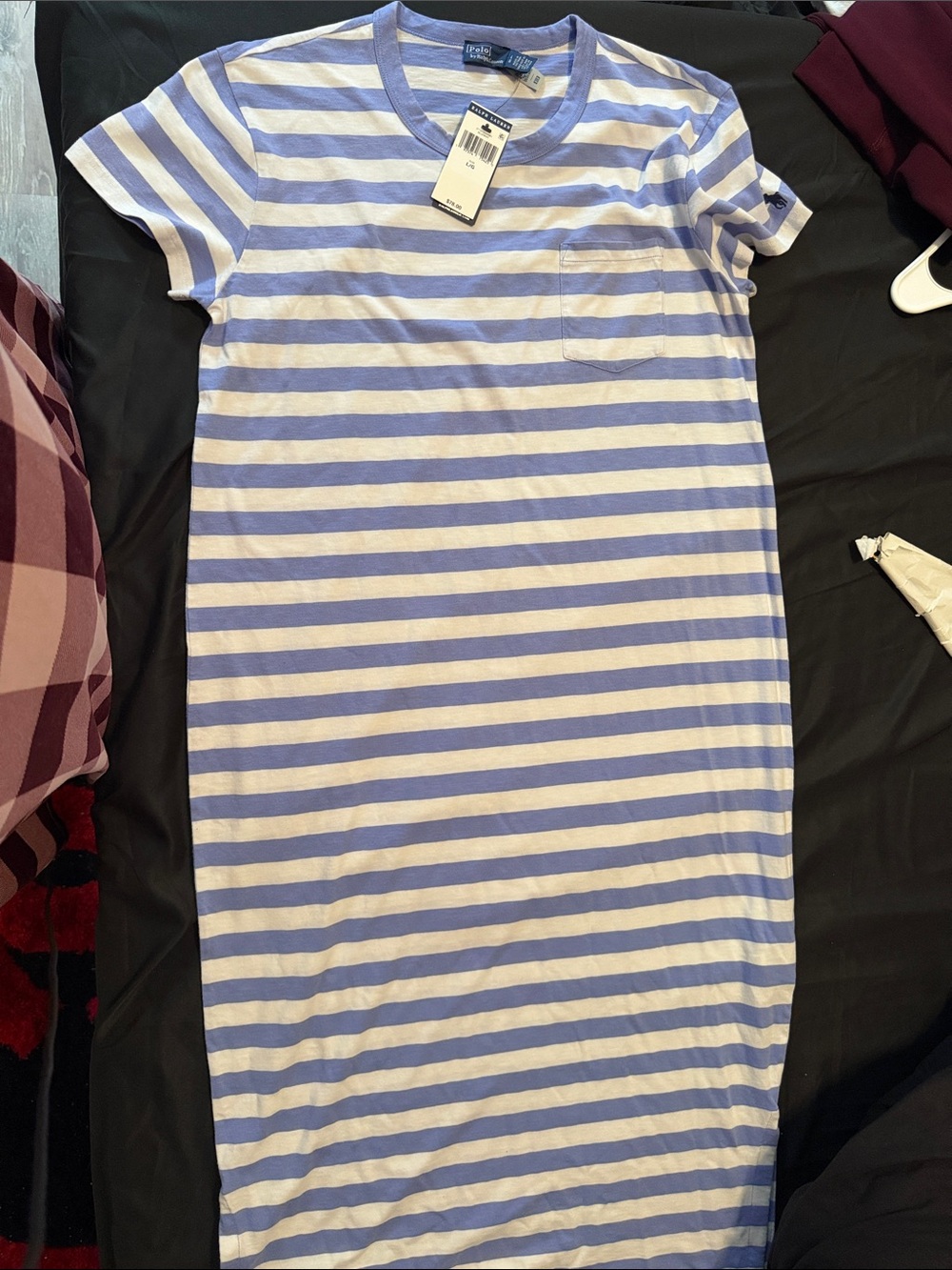 Polo by Ralph Lauren Blue and White Striped Maxi Dress